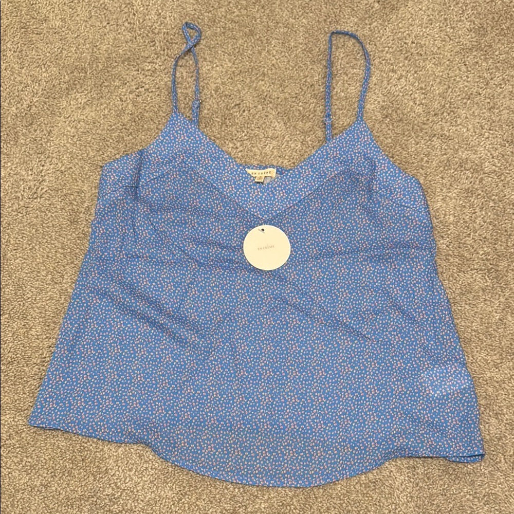 En Creme Blue V-Neck Sleeveless Camisole